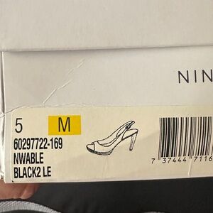 Nine West Black Leather Slingback Platforms